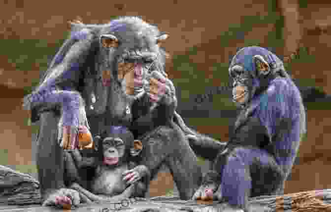 A Group Of Chimpanzees Sitting In A Circle On A Grassy Clearing In A Forest, Engaging In Social Grooming And Exchanging Glances. Metazoa: Animal Life And The Birth Of The Mind