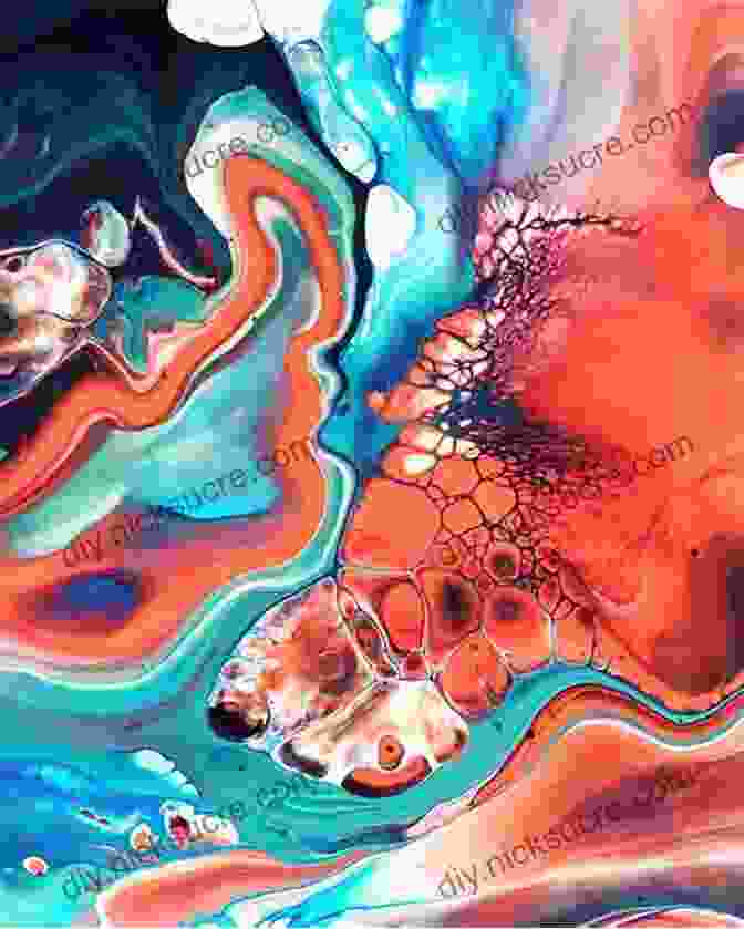 A Vibrant And Abstract Fluid Art Painting With Swirling Colors And Intricate Cell Patterns Spectacular Nail Art: A Step By Step Guide To 35 Gorgeous Designs
